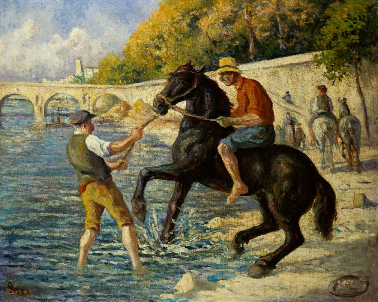 Banhando Cavalos no Sena, 1910 de Maximilien Luce
