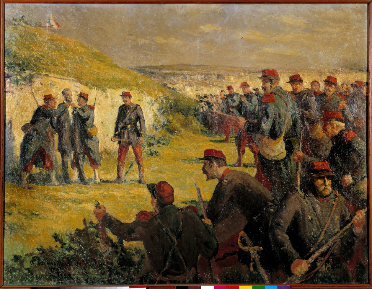 Comuna de Paris: "Morte de Eugene Varlin (1839-1871) filmada pelo Versalhes em 28/05/1871" Pintura de Maximilian Luce (1858-1941) Paris do século XIX. Câmara dos Sindicatos dos Trabalhadores Artísticos de Maximilien Luce