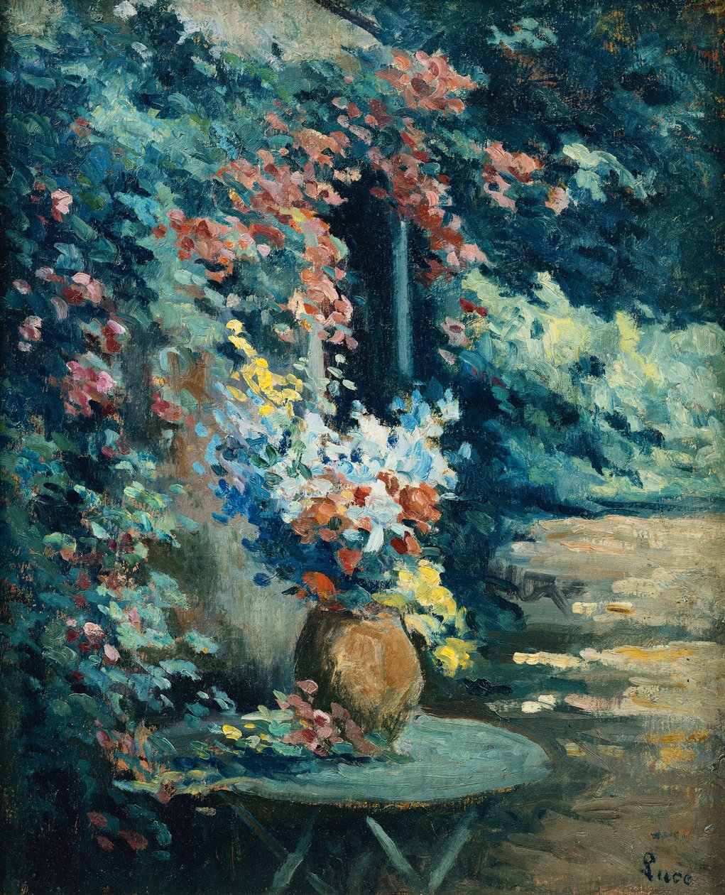 Flores em uma paisagem; Buquê de flores em uma paisagem, de Maximilien Luce