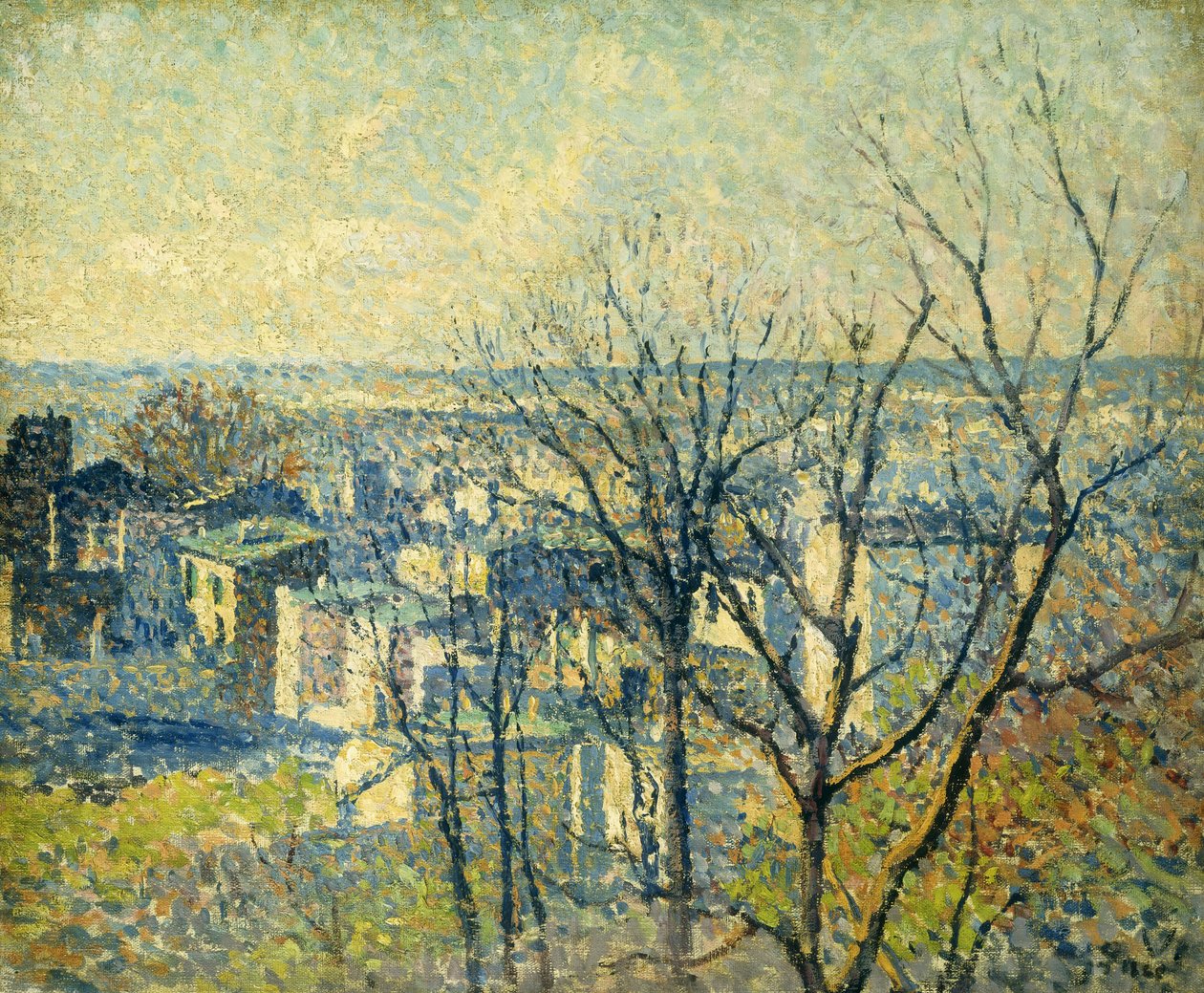 Dos telhados; Nos telhados, 1890-95 de Maximilien Luce