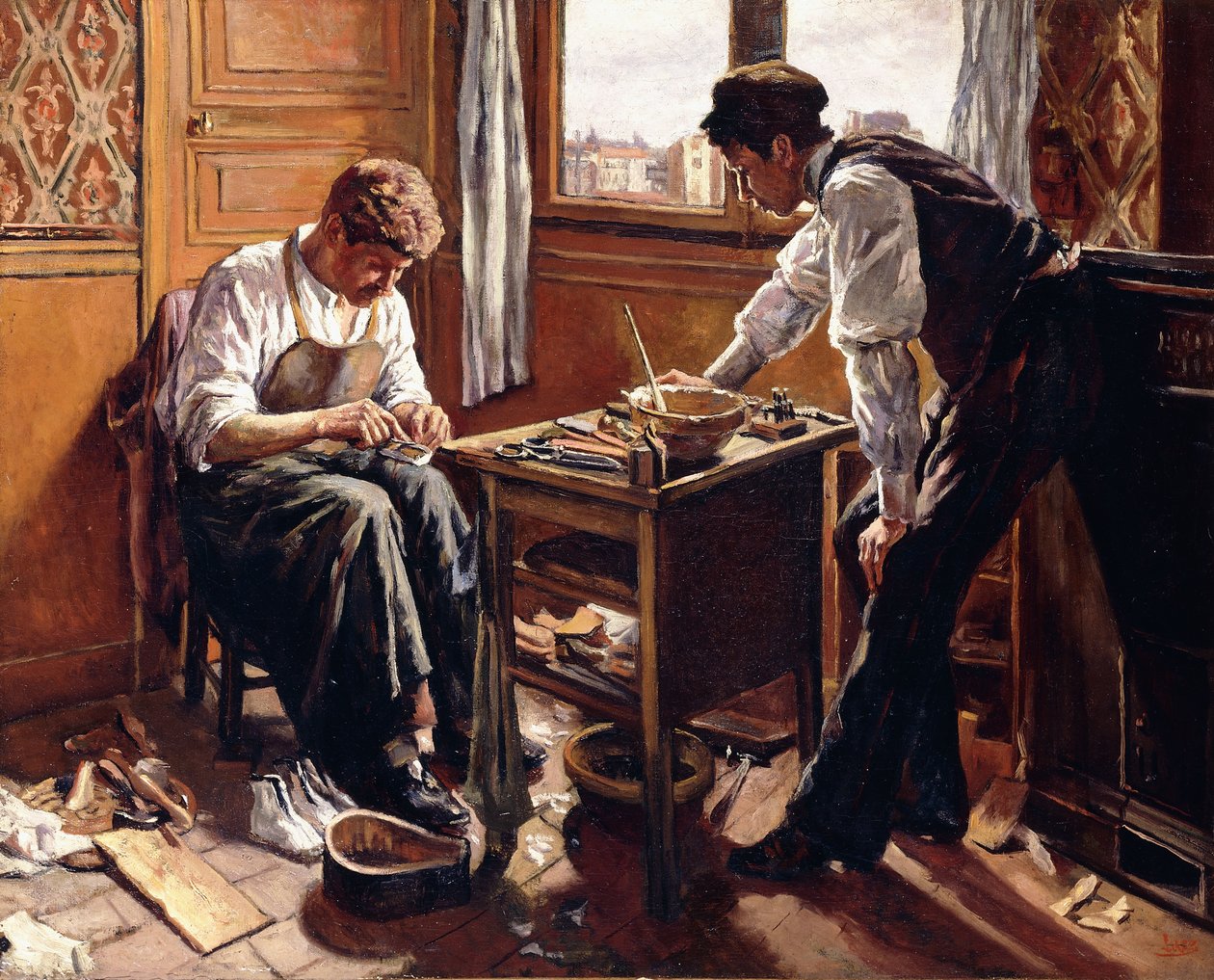 Sapateiros, os dois irmãos Givort, 1884 de Maximilien Luce