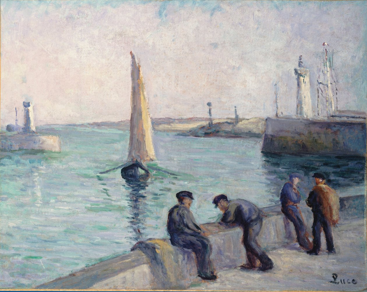 Os pescadores na doca, c.1920 de Maximilien Luce