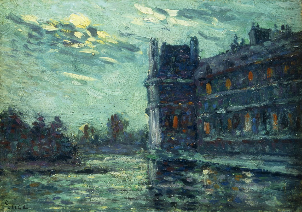 As inundações de 1910, o Pavilon de Flore, no Louvre, Paris; As inundações de 1910, Le Pavillon de Flore, 1910 de Maximilien Luce