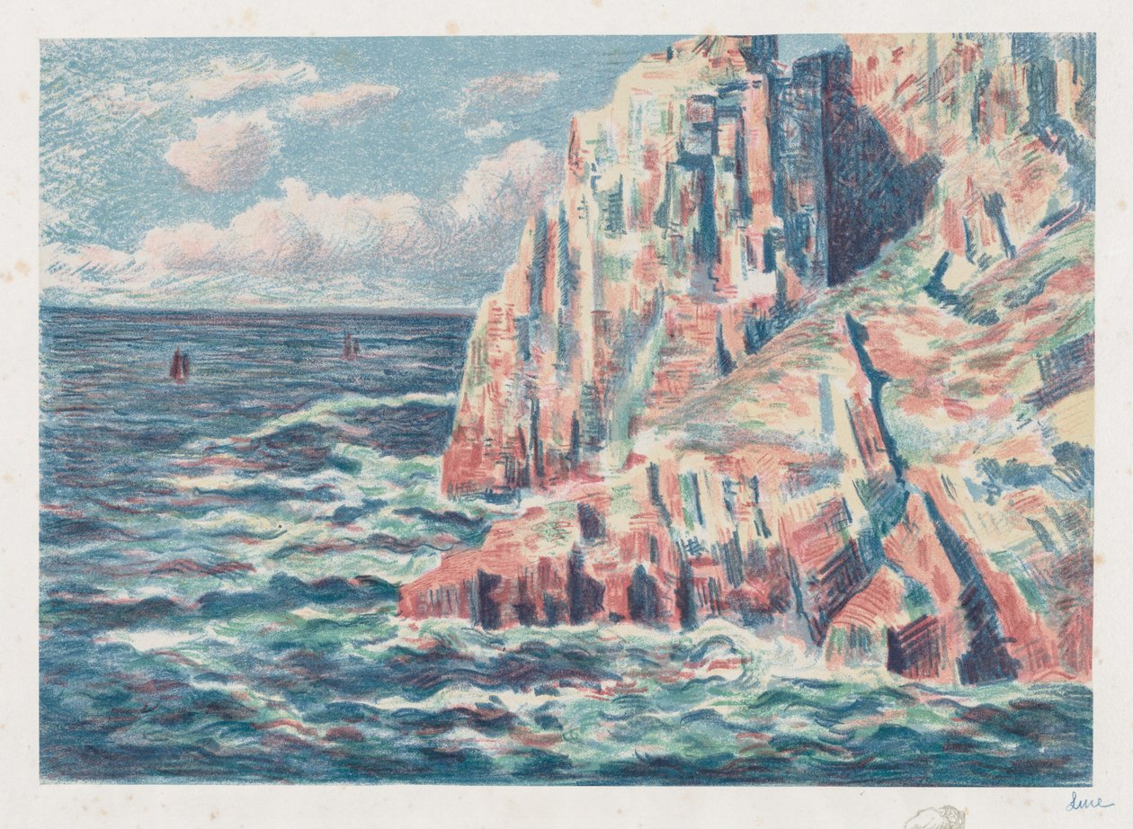 O mar em Camaret, The Red Rocks de Maximilien Luce