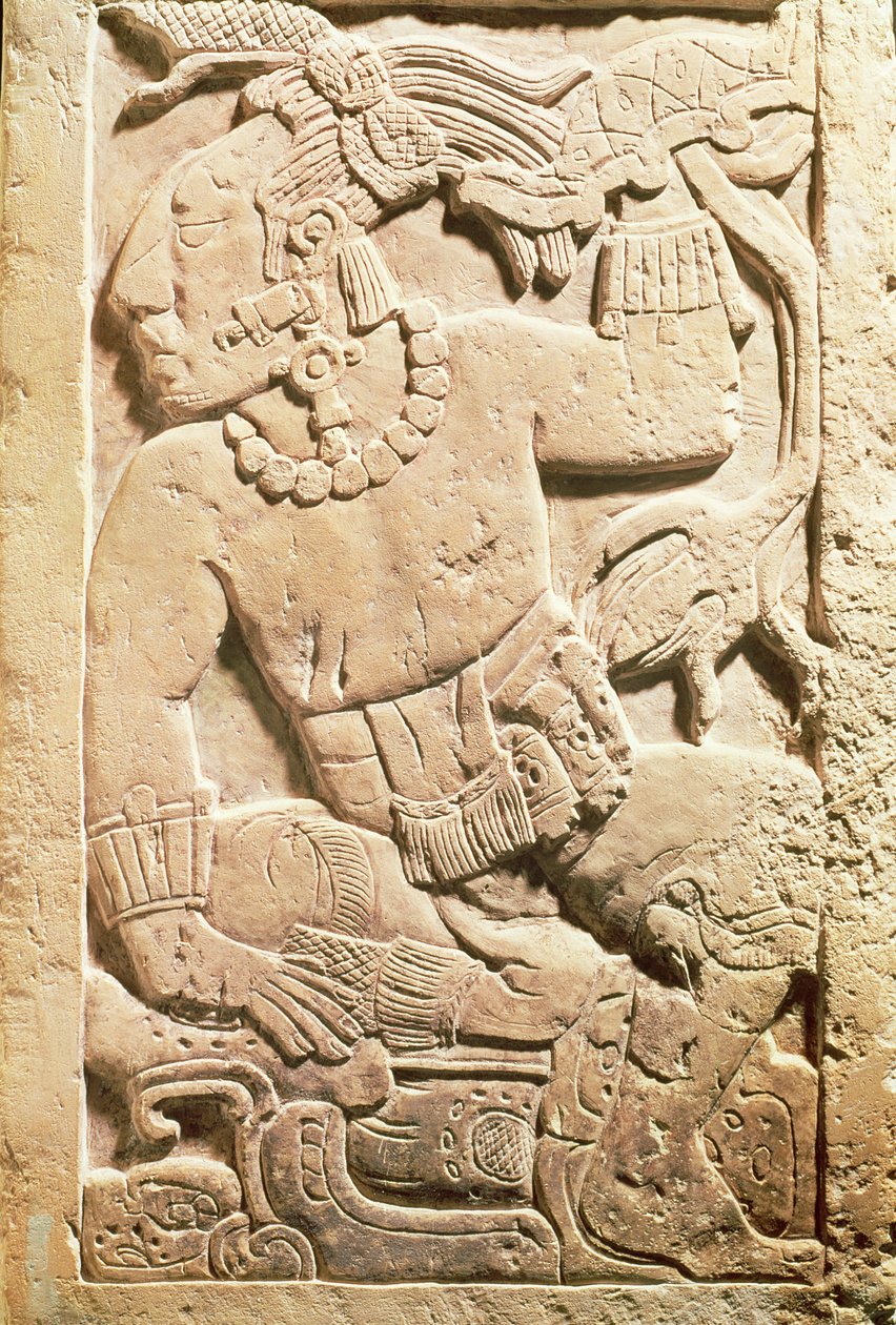 Baixo-relevo de um guerreiro de Mayan