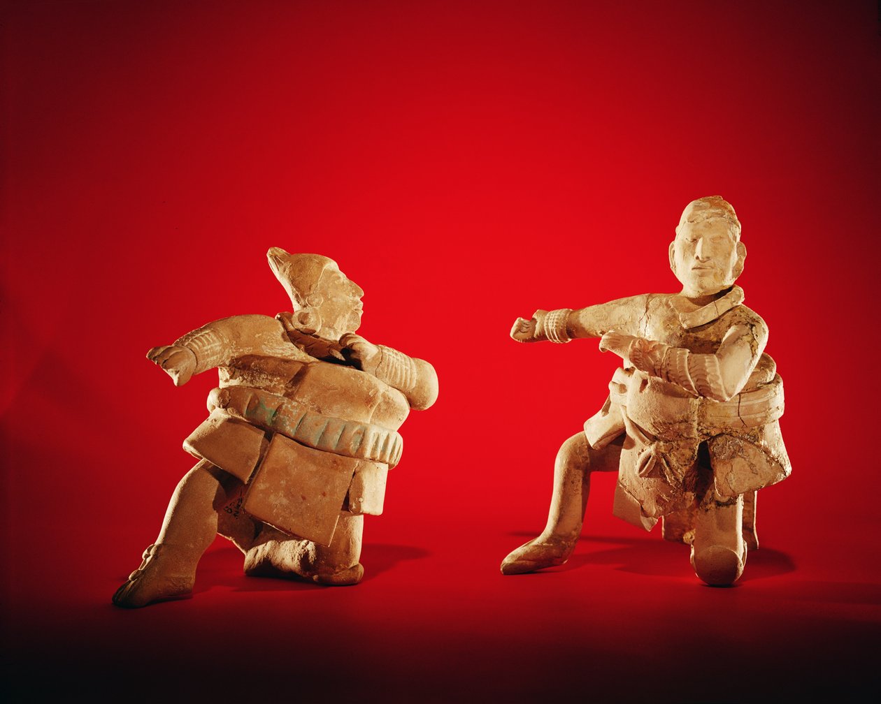 Figuras de jogadores de bola cerimoniais, da Ilha de Jaina, c.600 (barro) de Mayan