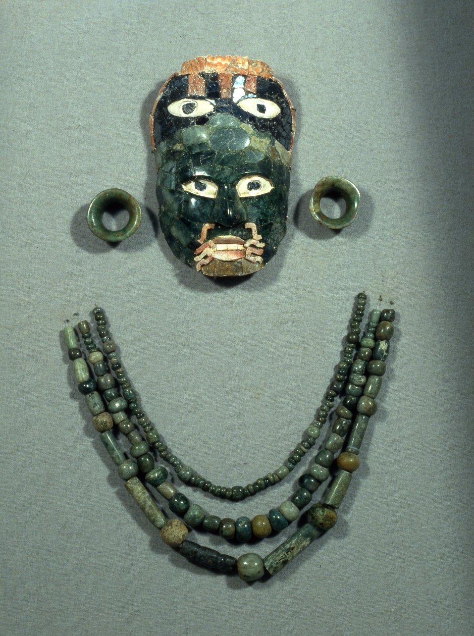 Jóia Funerária de Calakmul, período Clássico Superior, 600-900 dC (jade) de Mayan