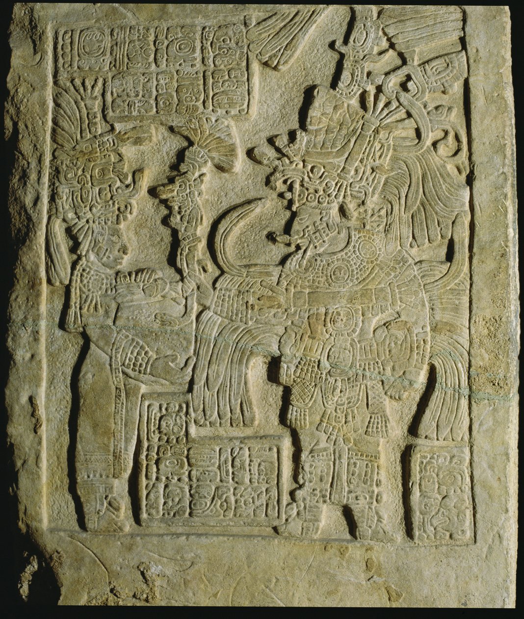 Lintel 53 de Yaxchilan, Chiapas, México, período clássico tardio (600-900 dC) de Mayan