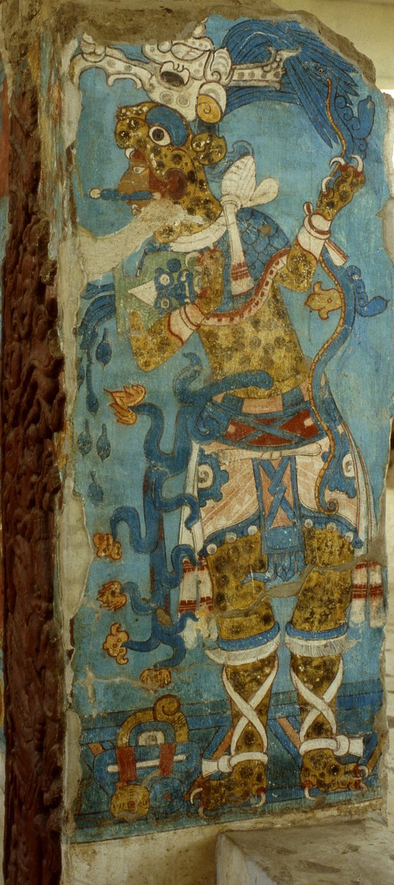 Senhor mexicano em Cacaxtla, período clássico tardio (mural) de Mayan