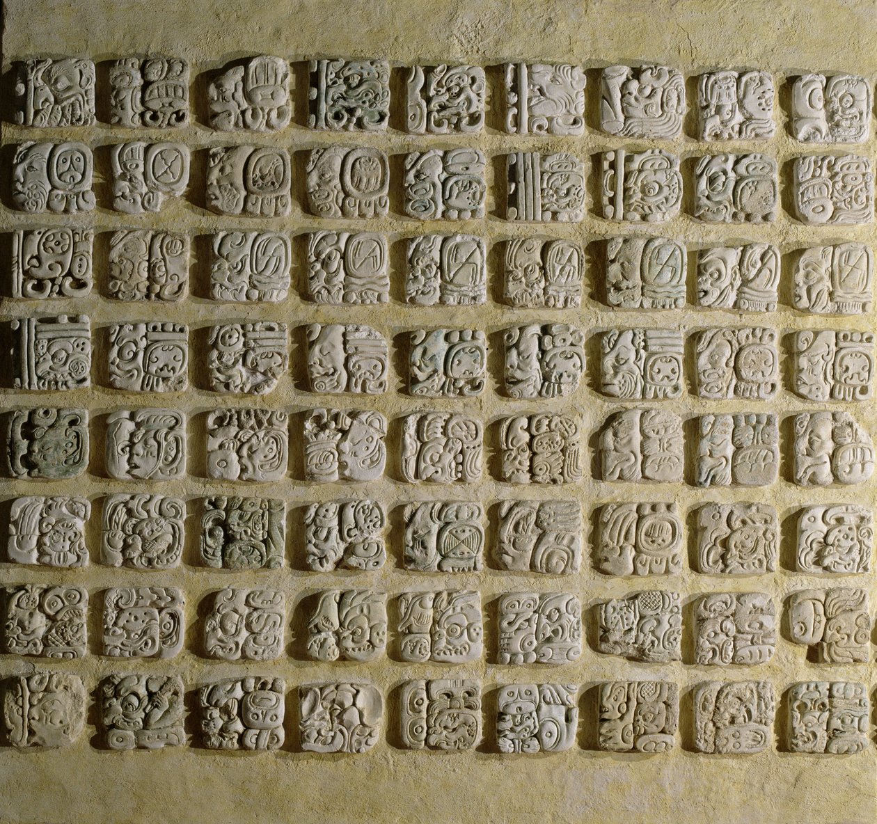 Painel de glifos, do Templo XVIII, Palenque, Chiapas, México, Late Classical Period (stucco) de Mayan