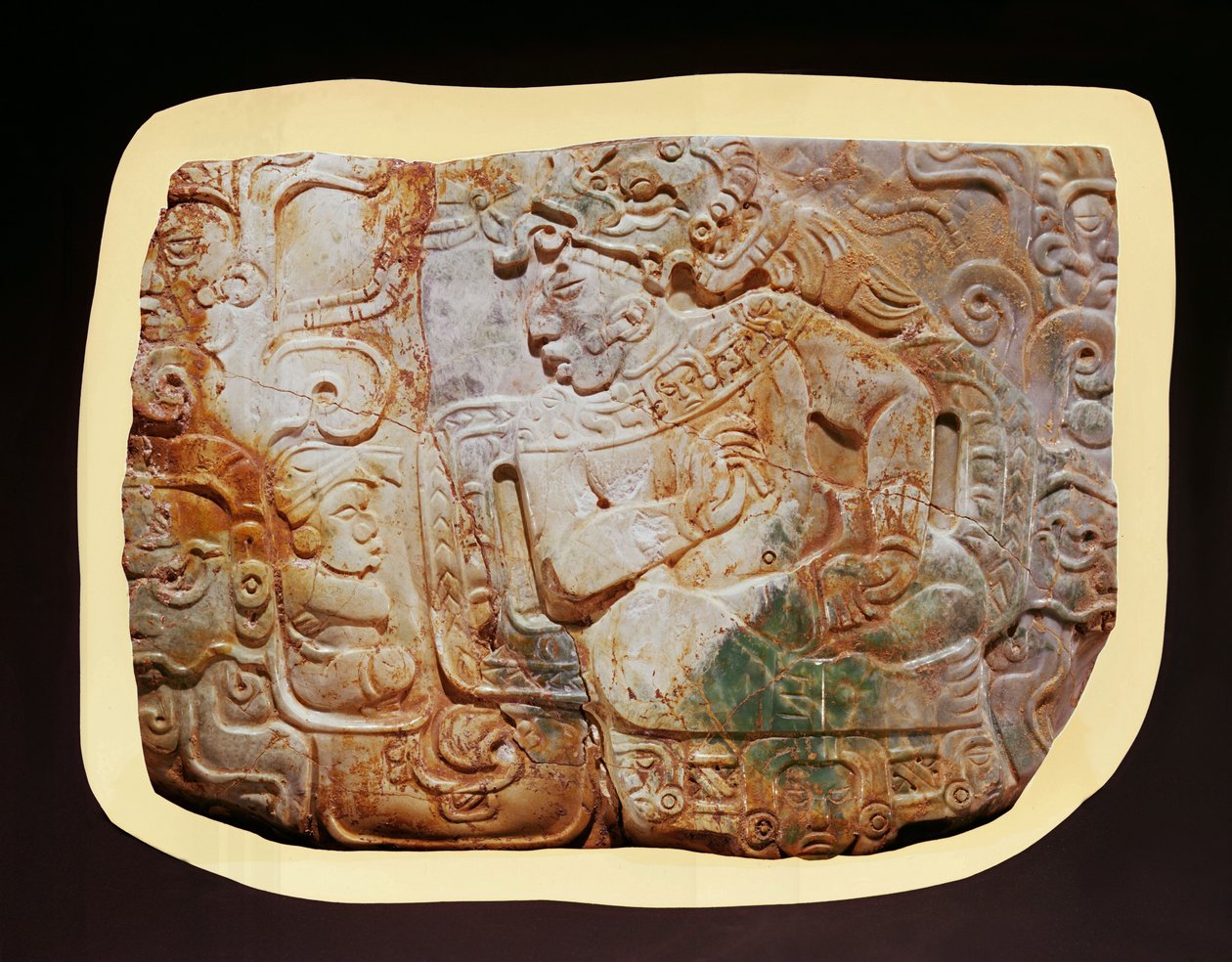 Peitoral do rei e um cortesão de Tikal (jade) de Mayan