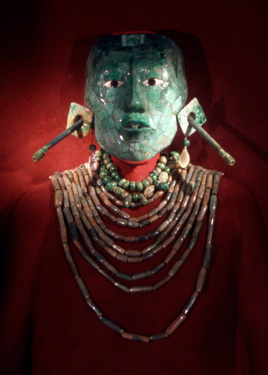 Jóias Reais de Pacal, Rei de Palenque, Período Clássico tardio (jade, shell und obsidan) de Mayan
