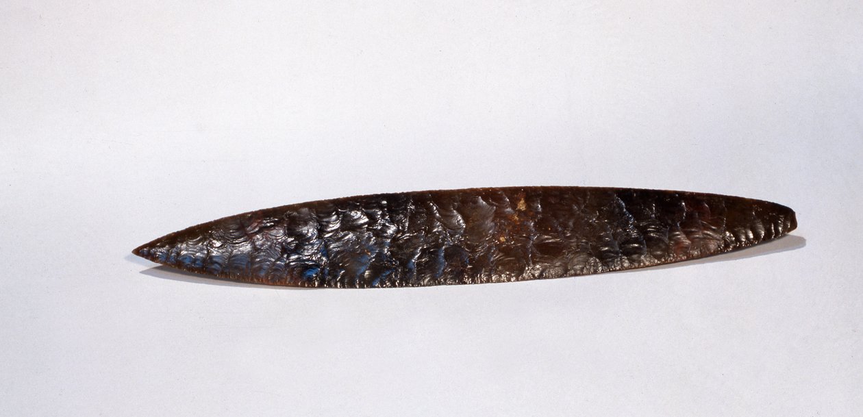 Faca Sacrificial, de Nakum, Peten, Guatemala, Período Clássico Atrasado (obsidiana) de Mayan