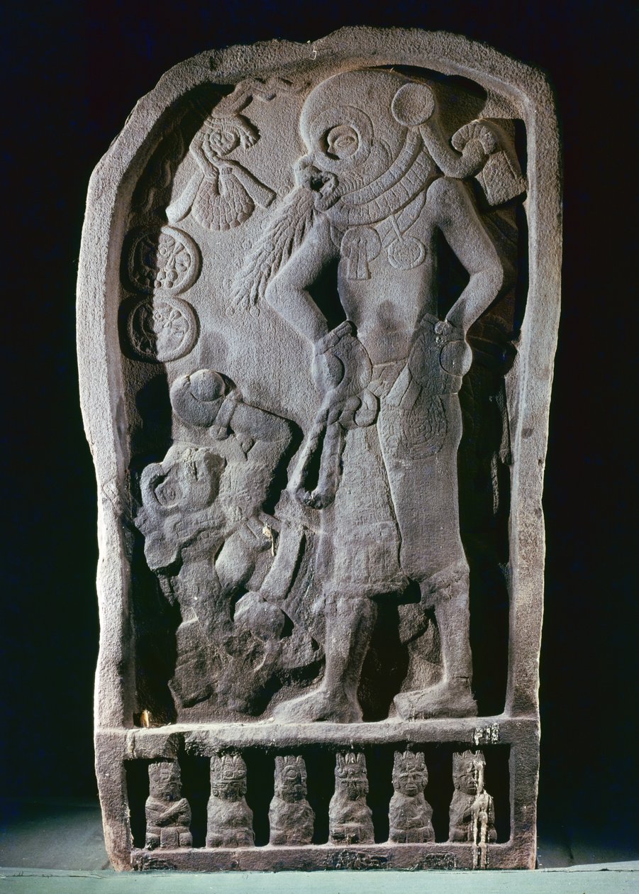 Estela representando um jogador de bola, da Guatemala, Período Clássico, 600-950 de Mayan