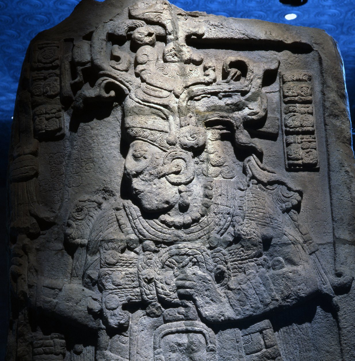 Estela de Calakmul, península de Yucatan, México, período clássico tardio, 600-900 dC de Mayan