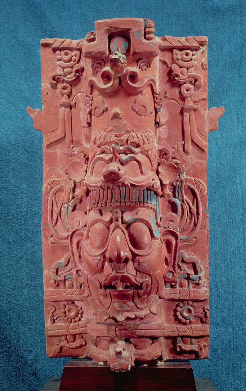 Toniatuh, o Deus Sol, do Templo da Cruz, Palenque, Período Clássico Maia, do 5º ao 10º século (terracota) de Mayan