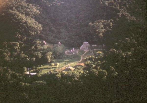 Vista aérea, de, a, ruínas de Mayan