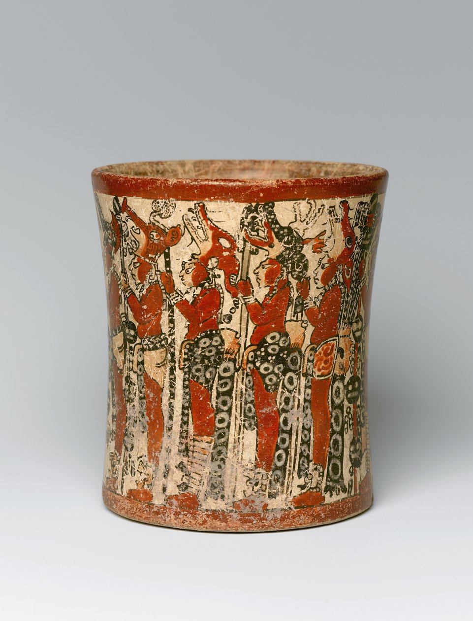 Embarcação cilíndrica, encontrada em Yucatán, México, c.550-950 (cerâmica) de Mayan
