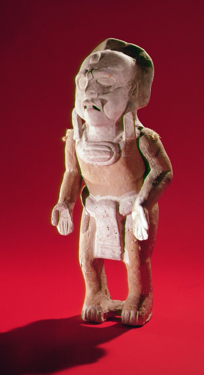 Figura de um padre mascarado em uma cerimônia, da Ilha de Jaina (louça de barro) de Mayan