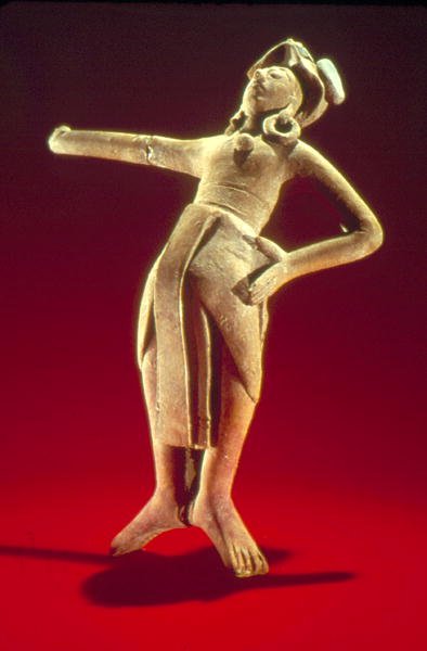 Figura de um jogador sagrado, da Ilha de Jaina, c.600-900 (barro) de Mayan