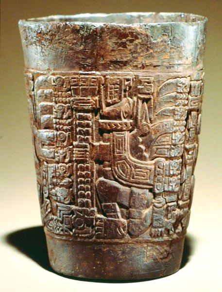 Navio representando glifos dos deuses (louça de barro) de Mayan