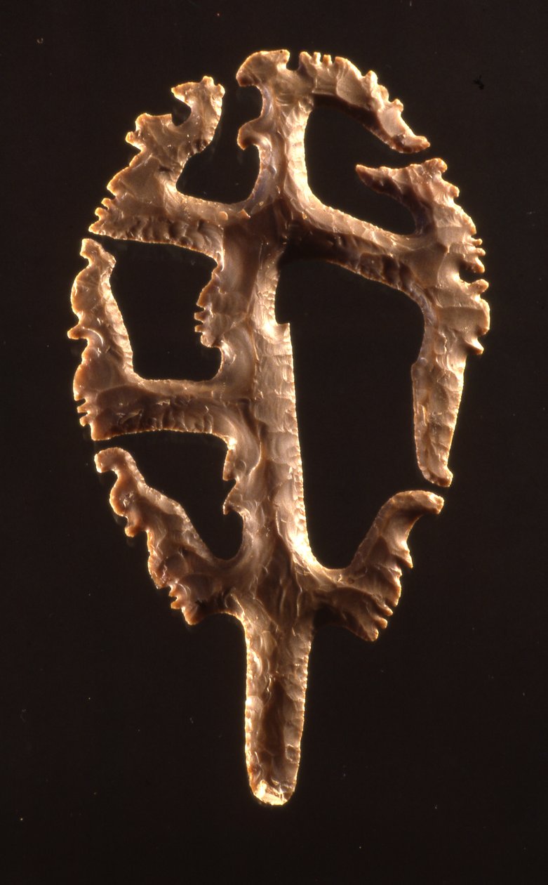 Pederneira excêntrica colocada em dedicação pela Escada Hieroglífica, Copan, Período Clássico Atrasado (600-900) (sílex) de Mayan