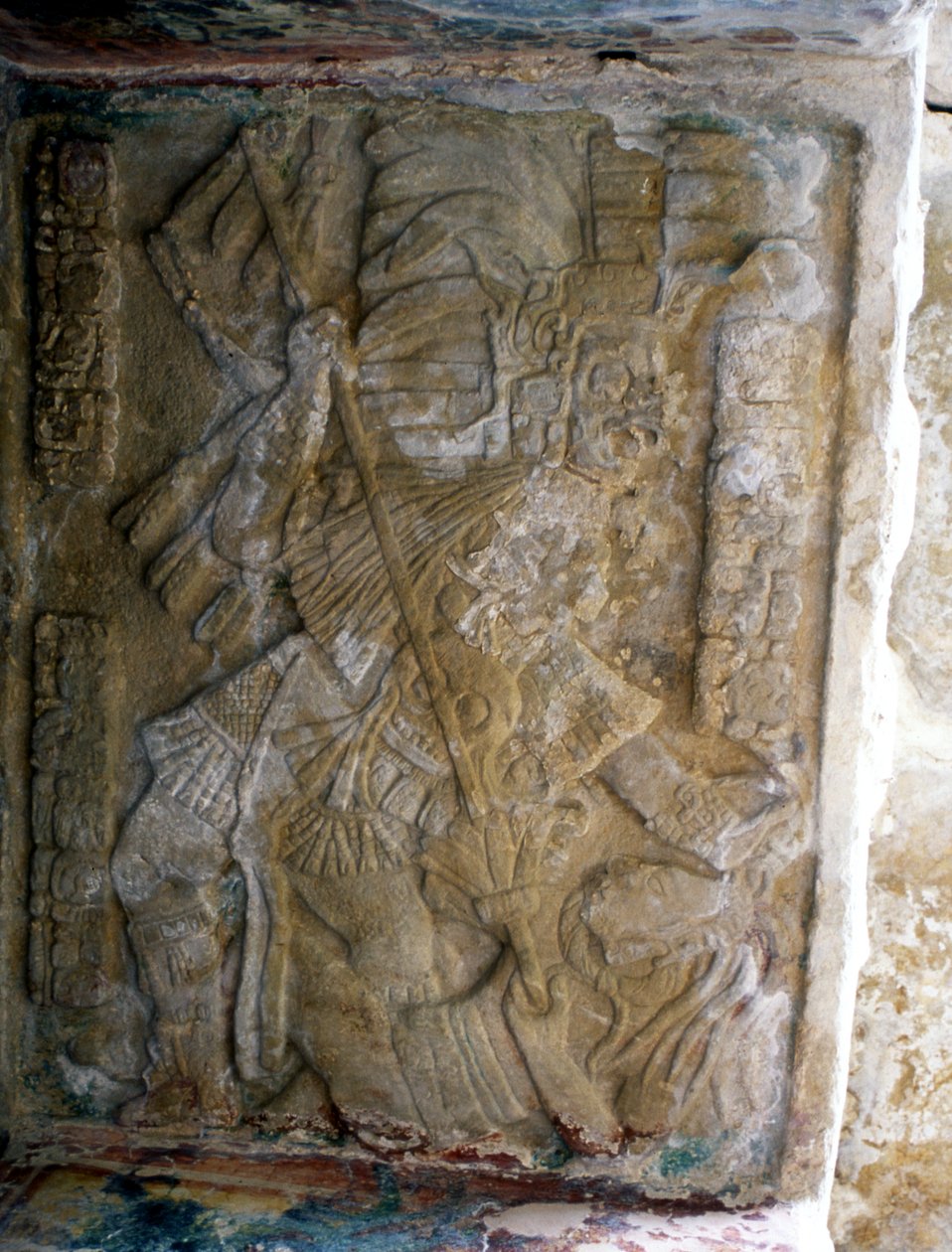 Lintel, período clássico tardio (600-900 dC) de Mayan