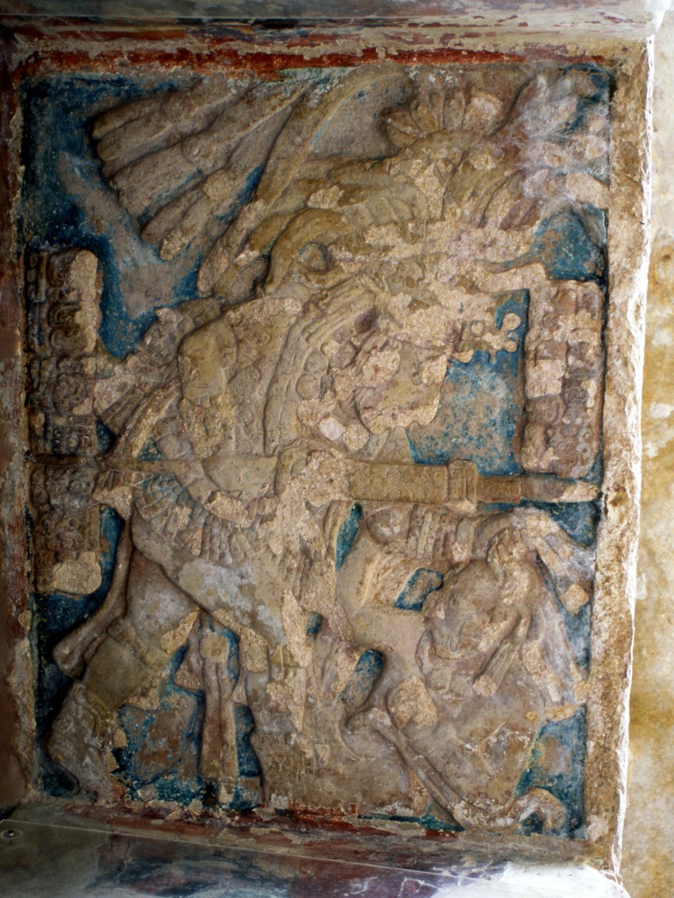 Lintel, período clássico tardio (600-900 dC) de Mayan