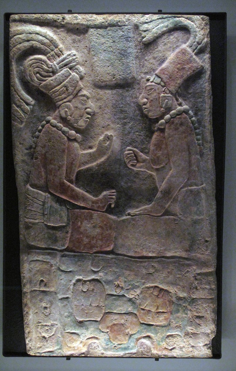 Dois homens sentados, El Chicozapote, Usumacinta, Último Período Clássico, 600-900 DC de Mayan