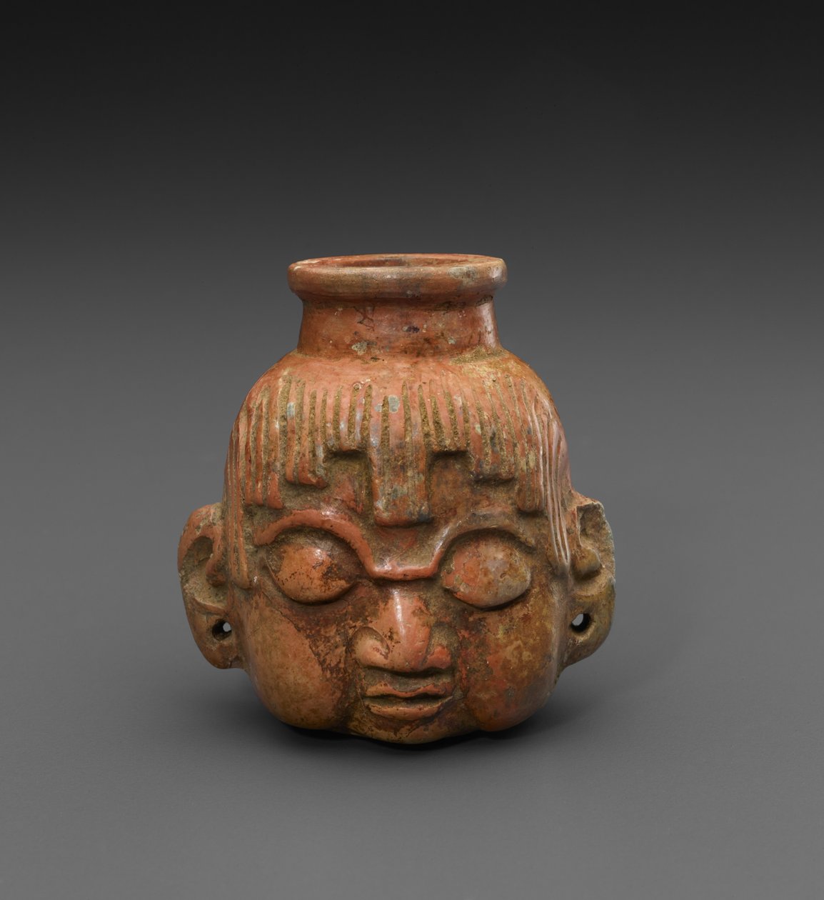 Frasco de cabeça de efígie, 600-900 AD (cerâmica) de Mayan Mayan