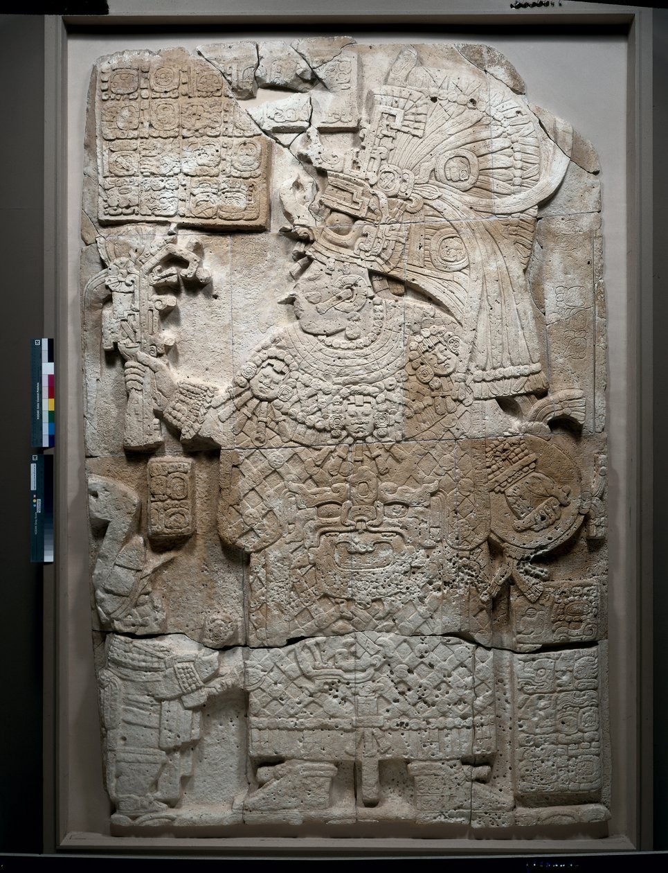 Face frontal de uma estela, período clássico, &39;Waka&39;, Guatemala, 692 (calcário) de Mayan Mayan