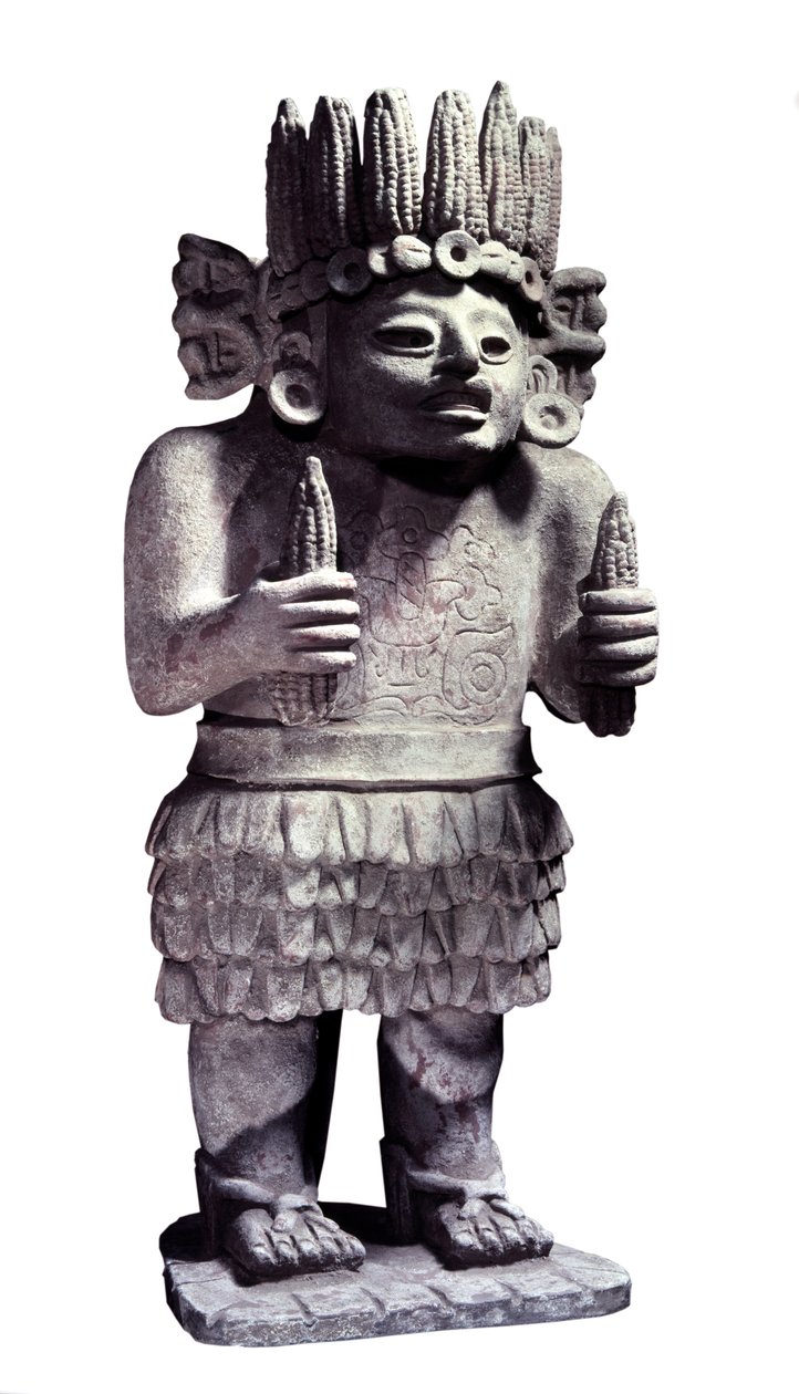 A civilização pré-colombiana: estátua maia representando o deus das criadas. Paris, Musee de l
