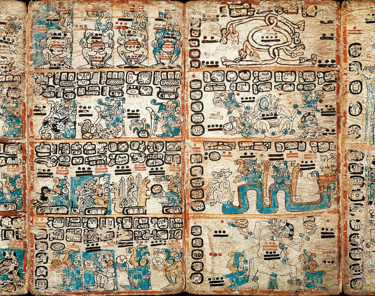 O Codex de Madrid, miniaturas pintadas de Mayan Mayan