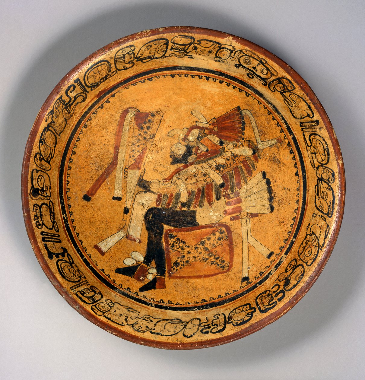 Tigela de tripé, c.550-700 (terracota e tinta) de Mayan Mayan
