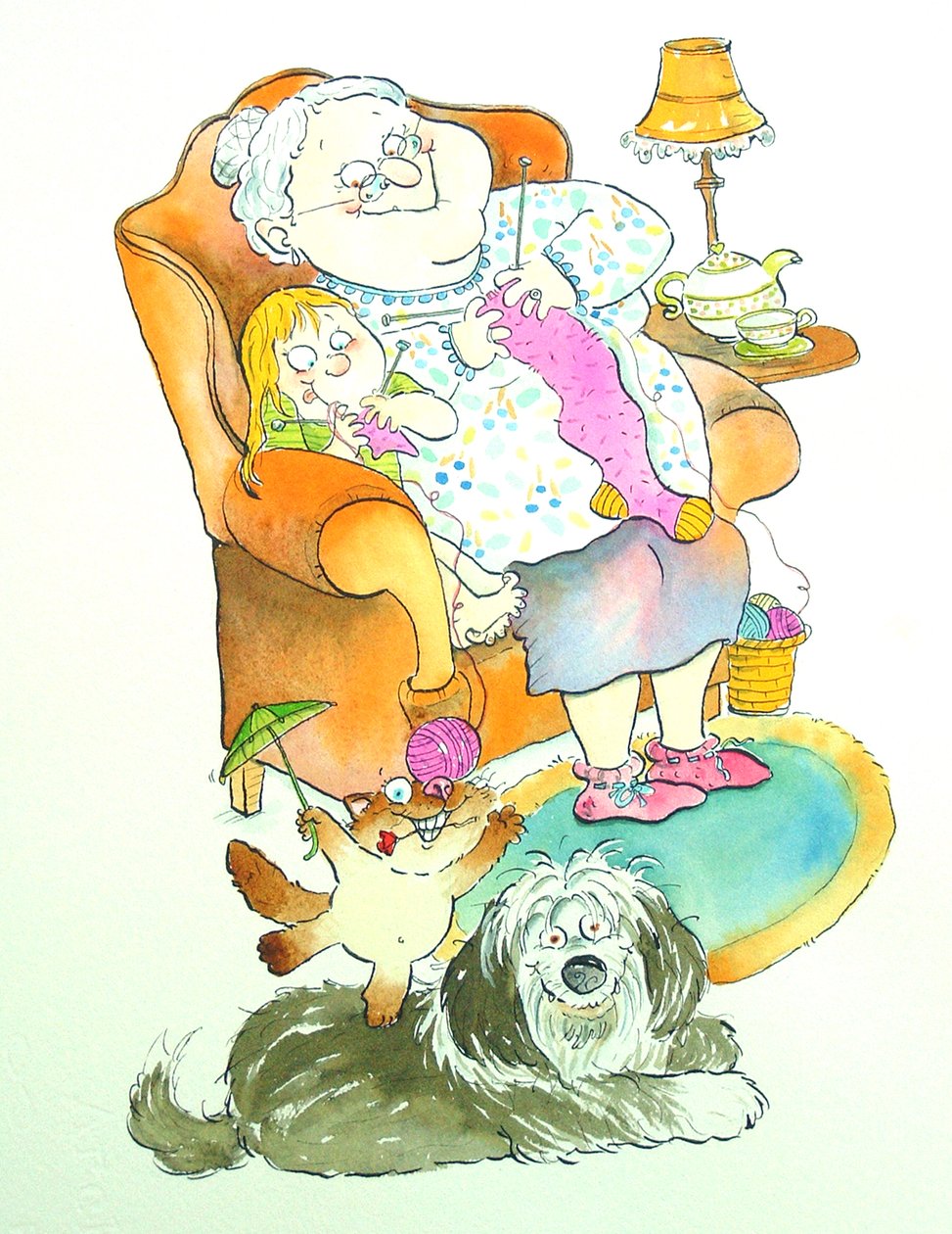 Nona (avó) (caneta e tinta e wc no papel) de Maylee Christie