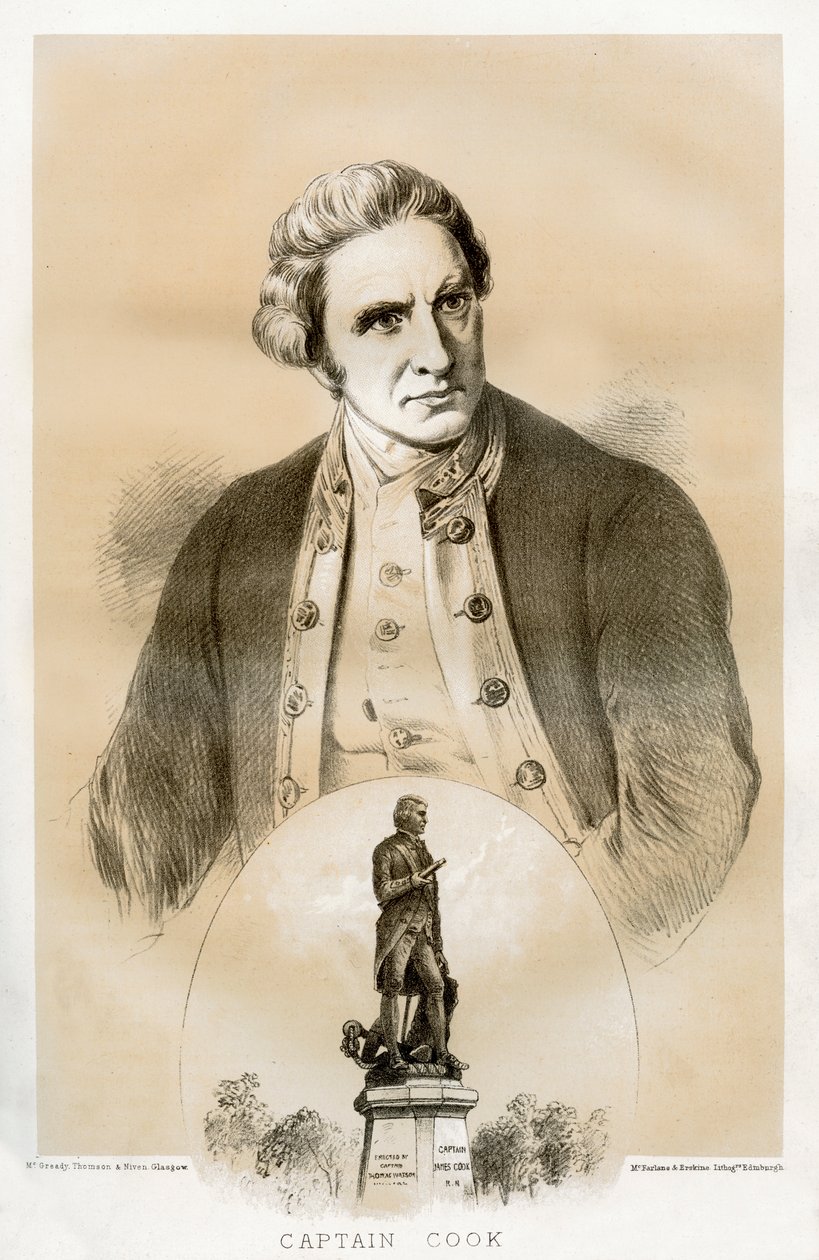 Capitão James Cook, oficial e explorador naval britânico do século XVIII, 1879 de McFarlane and Erskine