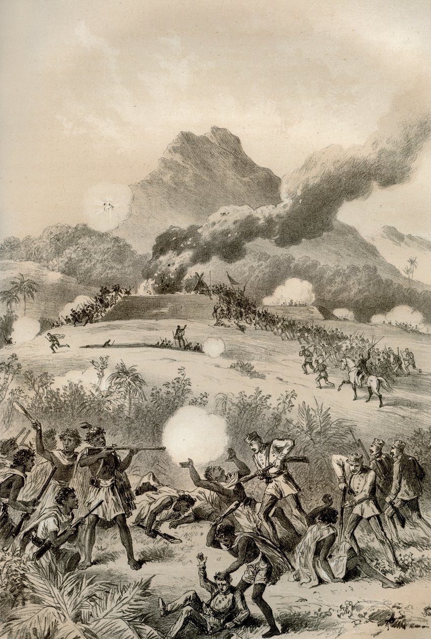 Tomando um reduto Maori, Guerra dos Maoris, 1845-1873 1879 de McFarlane and Erskine