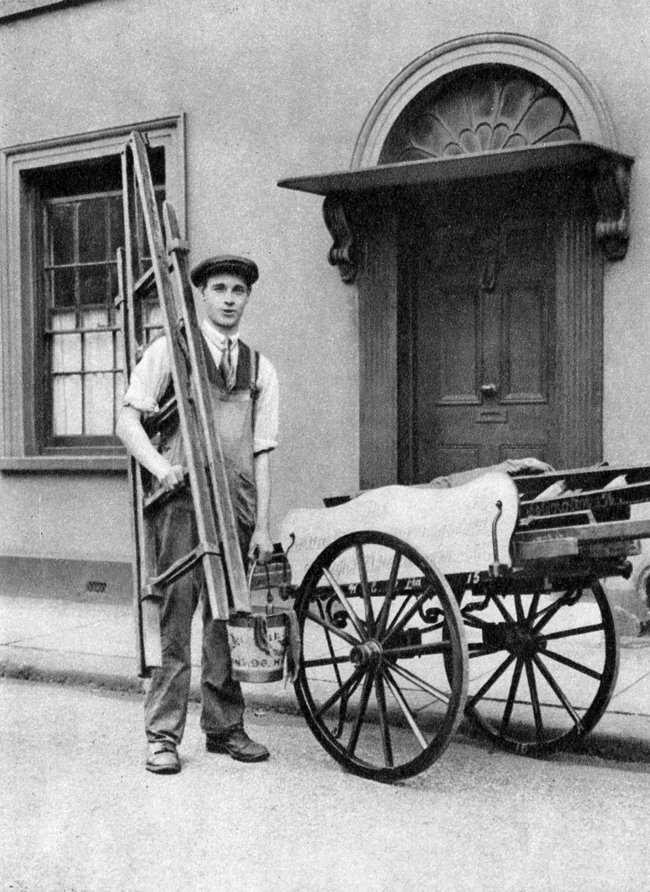 Limpador de janelas em Islington, Londres, 1926-1927 de McLeish