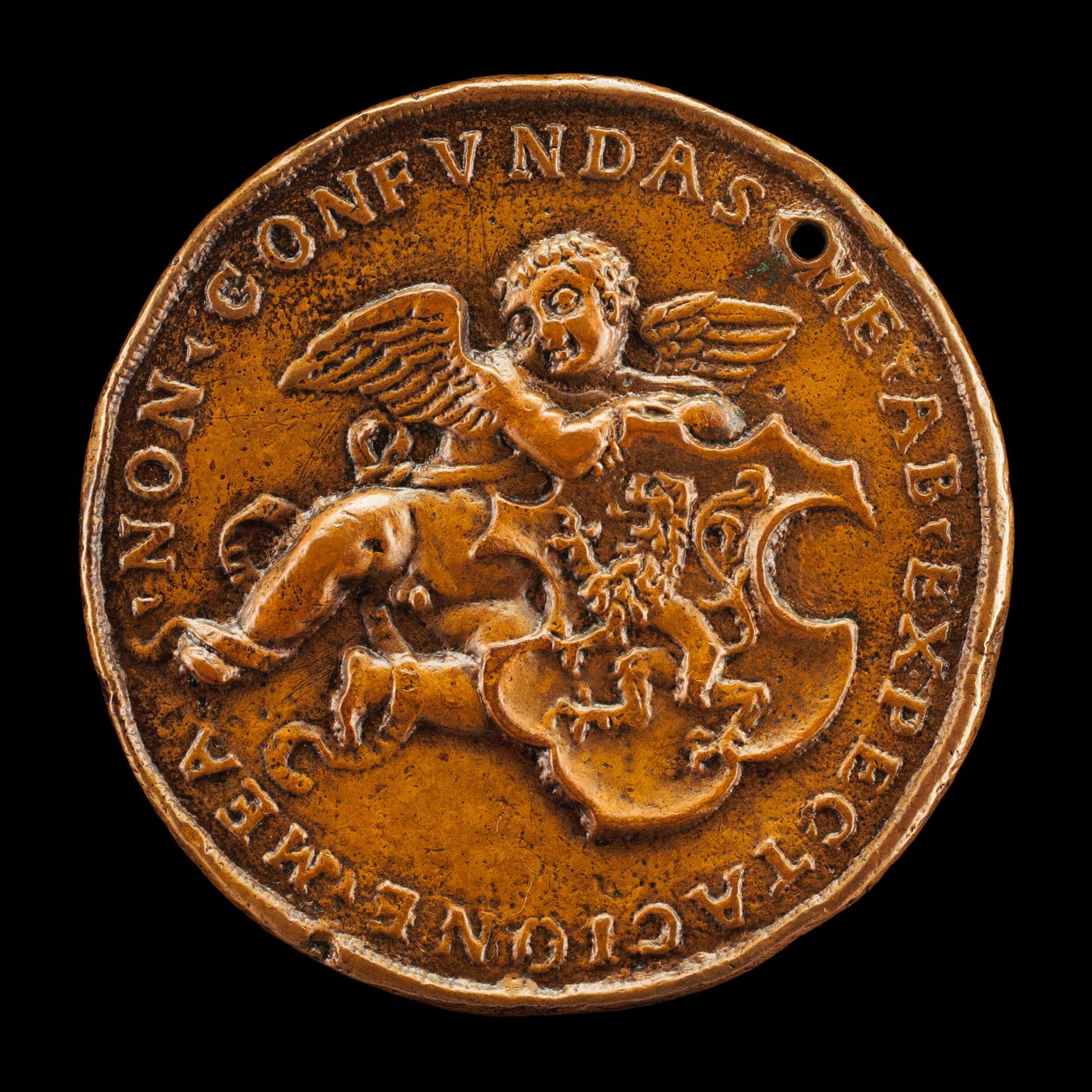 Putto Holding Arms of Vitry [marcha atrás], 1518. de Medallist of 1518