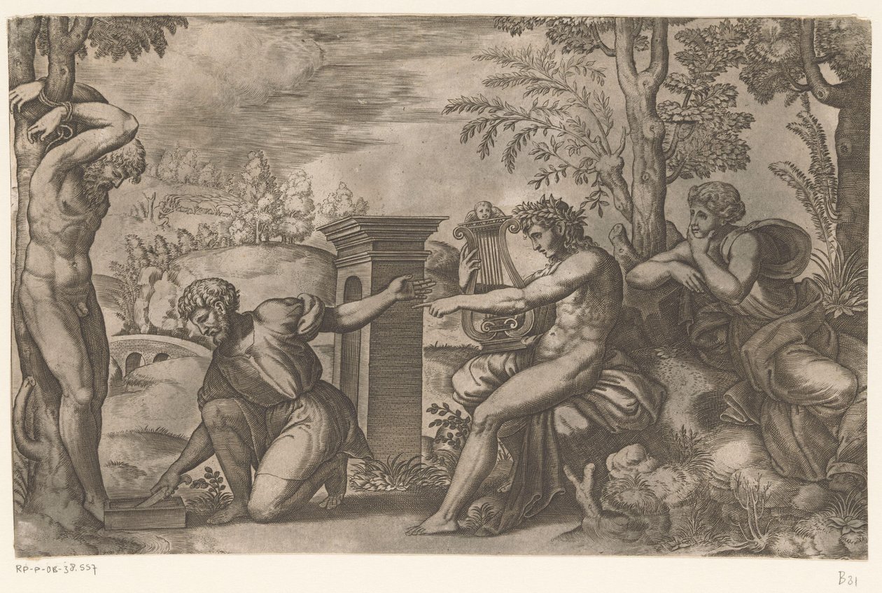 Apollo e Marsyas de Meester van de Dobbelsteen