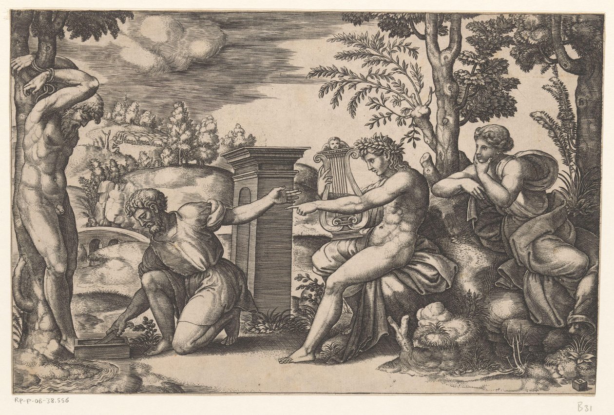 Apolo em Marsias de Meester van de Dobbelsteen