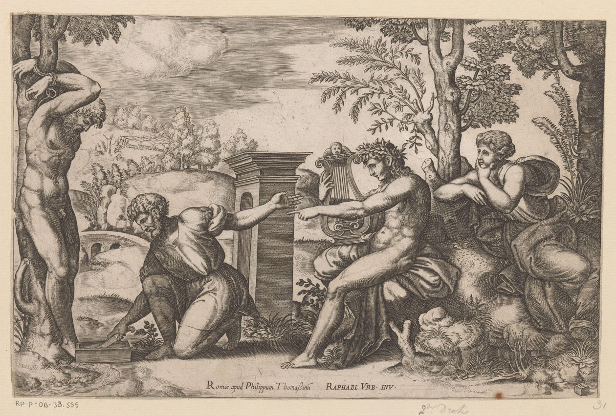 Apollo e Marsyas de Meester van de Dobbelsteen