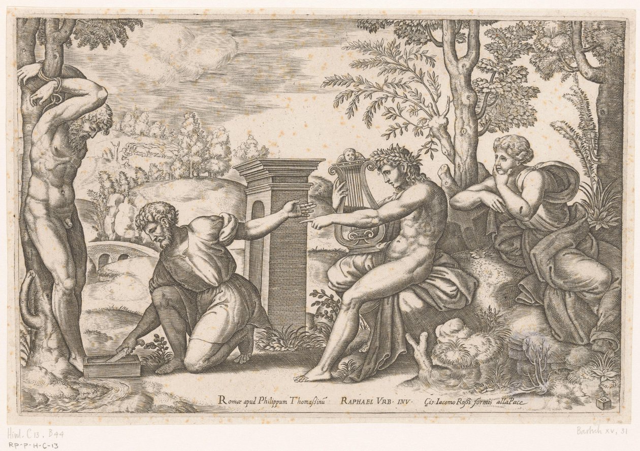 Apollo e Marsyas de Meester van de Dobbelsteen