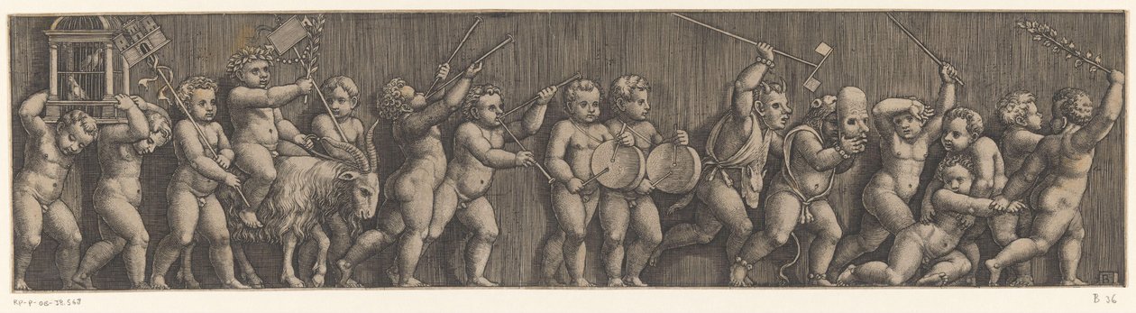 Frisão com procissão de putti de Meester van de Dobbelsteen
