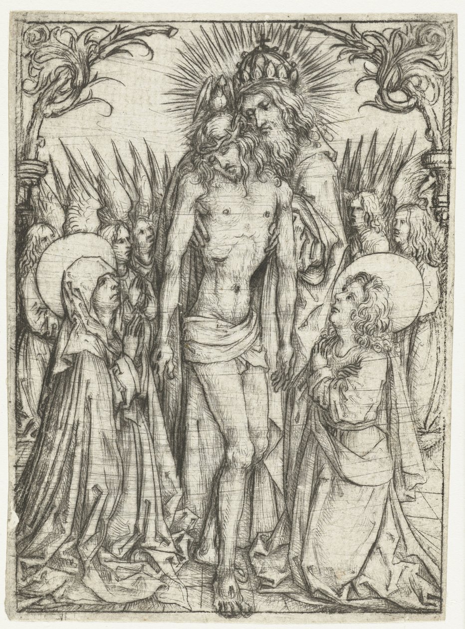 Adoração da Santíssima Trindade por Maria, João Evangelista e Anjos de Meester van het Amsterdamse Kabinet