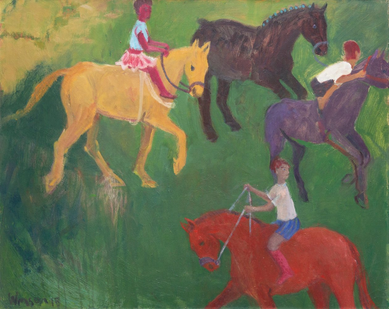 Quatro cavalos, 2018 (óleo sobre tela) de Megan Williamson