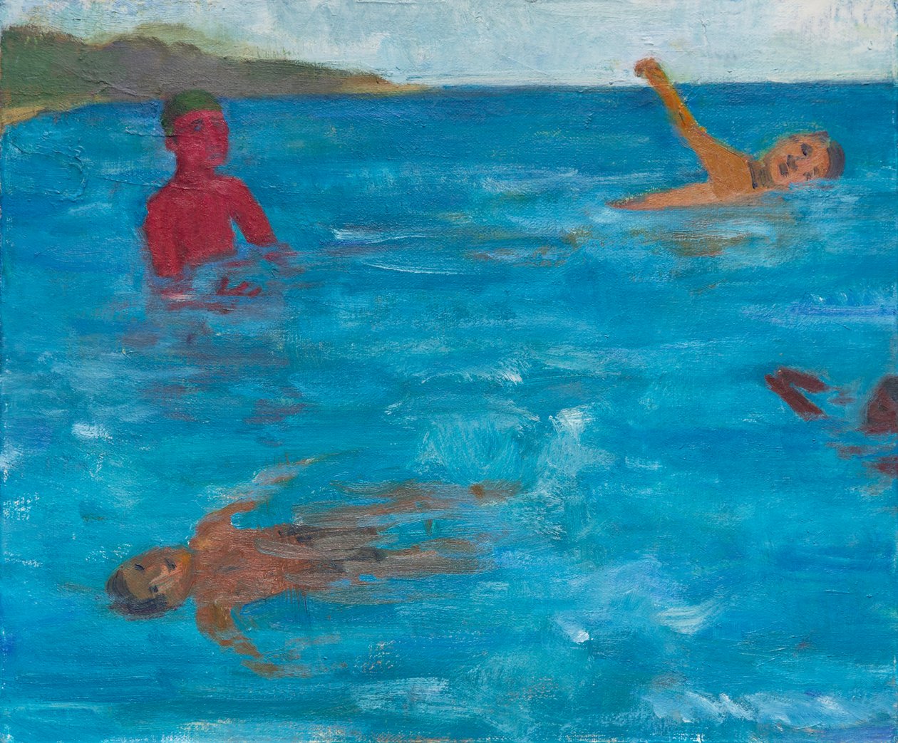 Quatro nadadores, 2017 (óleo sobre tela) de Megan Williamson