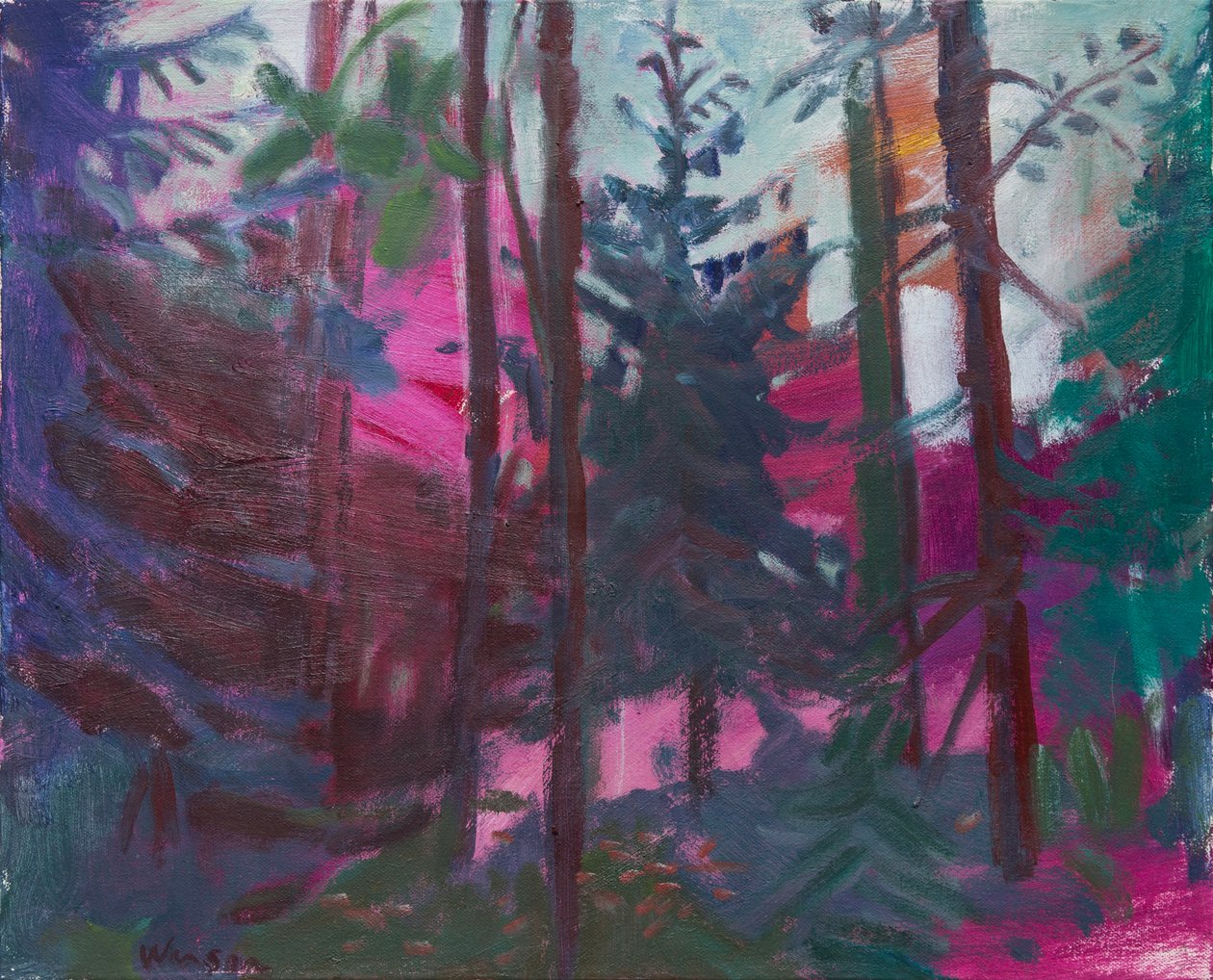 Pisado no meio de sete florestas tristes, 2016 (óleo sobre tela) de Megan Williamson