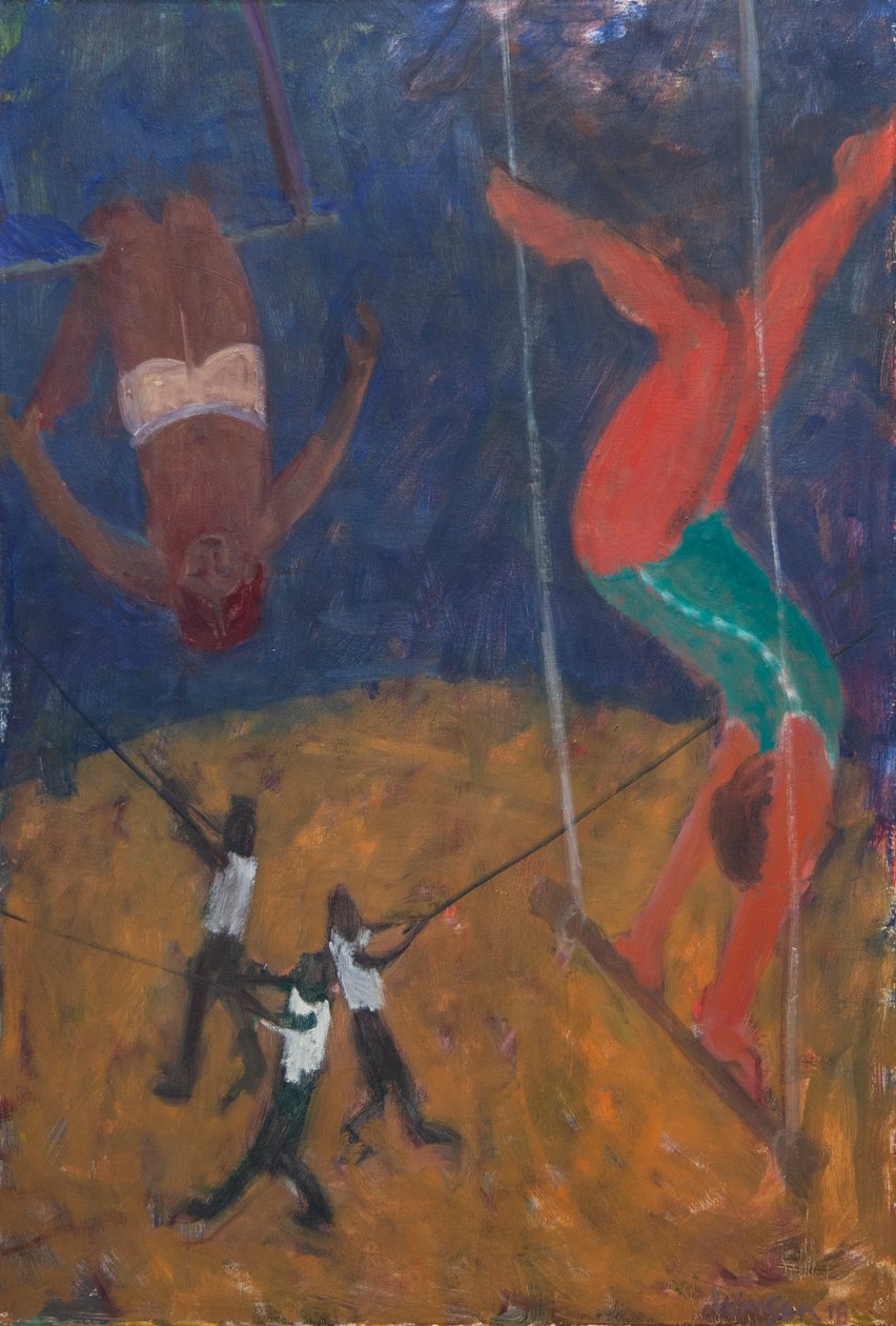 Artistas de trapézio, 2018 (óleo sobre tela) de Megan Williamson