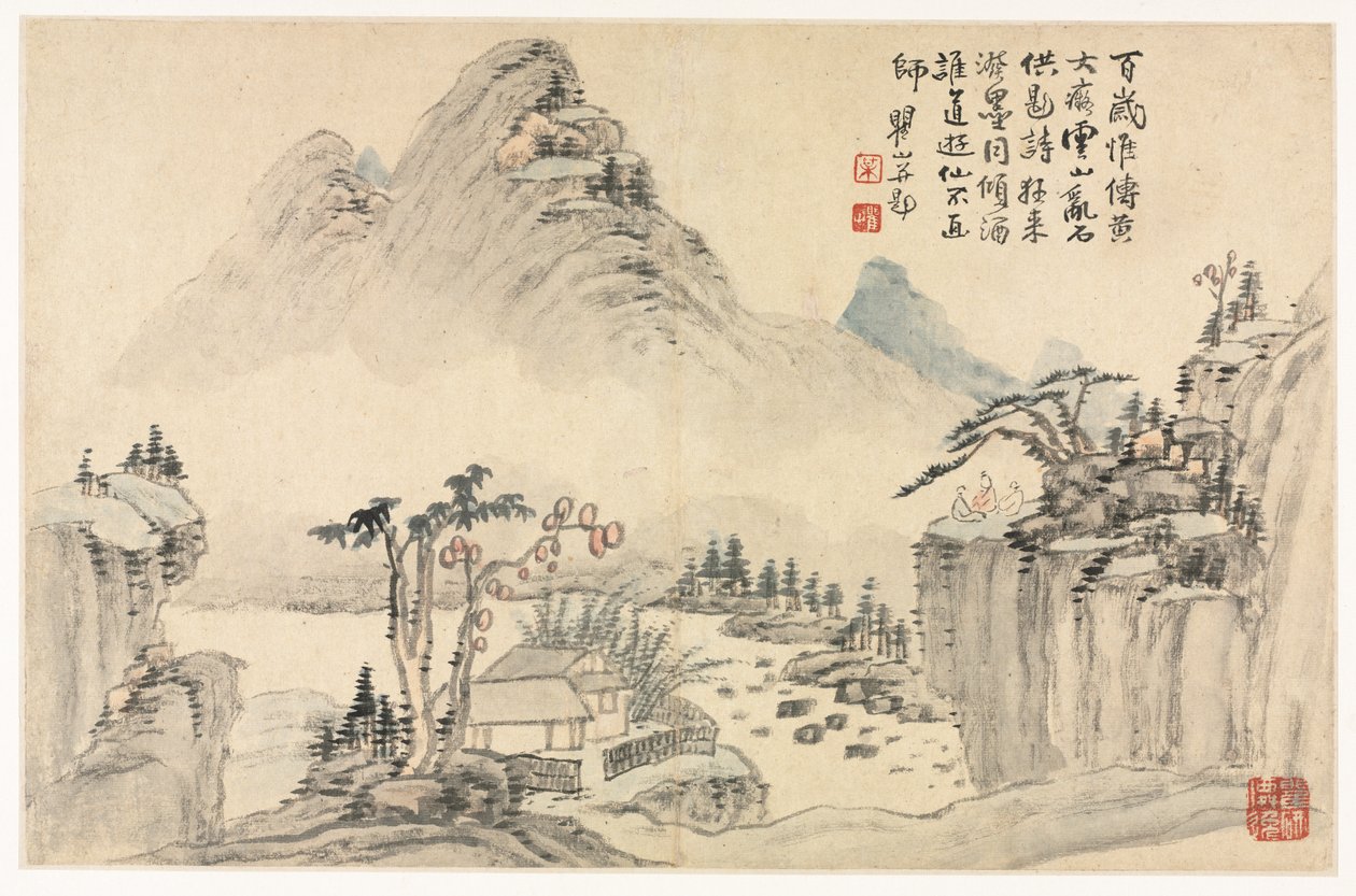 Paisagens em vários estilos após os velhos mestres de Mei Qing